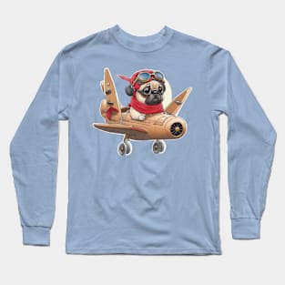 A Pug flying Long Sleeve T-Shirt